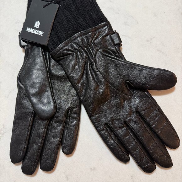 Mackage Cuffed Lined Leather Gloves NWT - TOUCHSCREEN CAPABLE - Picture 1 of 3